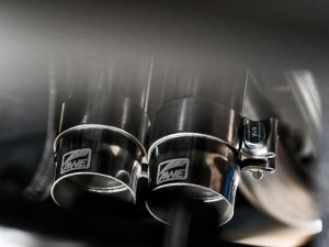 Toyota Tacoma Performance Exhaust - Rear - AWE Tuning - 0FG Cat Back Exhaust with BashGuard - Dual 4.5” Chrome Silver Tips - Chrome Silver - `16-`22